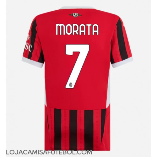 Camisa de Futebol AC Milan Alvaro Morata #7 Equipamento Principal Mulheres 2024-25 Manga Curta